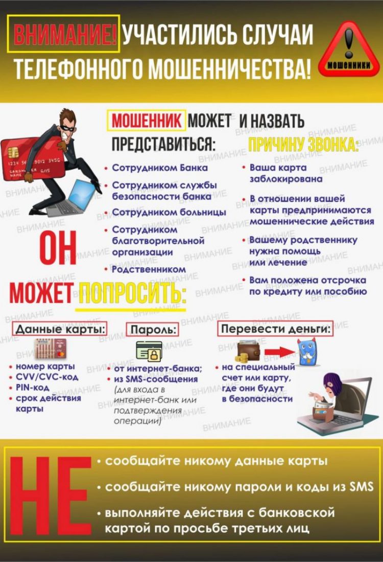 ЛИСТОВКА Цветная Телефонное мошенничество